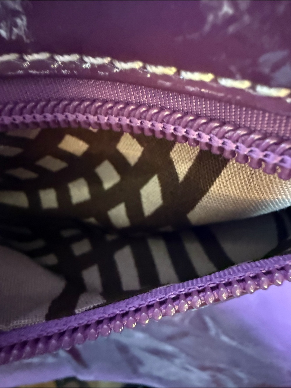 JY Fashion Y2K Purple Glossy Zebra Print Rosette Flower Purse Bag - Picture 12 of 16